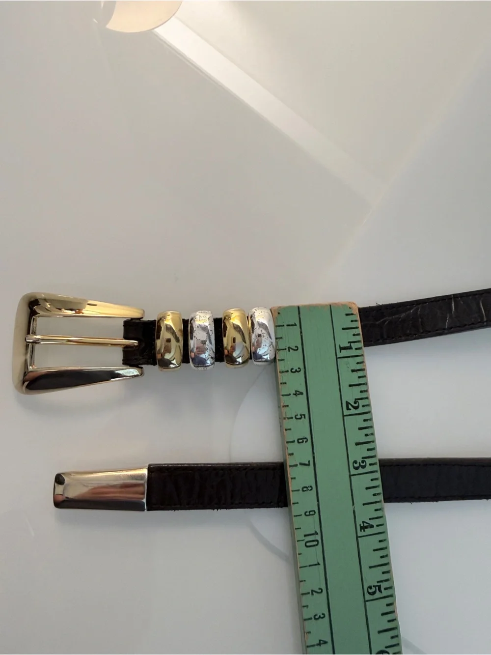 Streets Ahead Black Leather Belt Mixed Metal Buckle Size M Made in USA